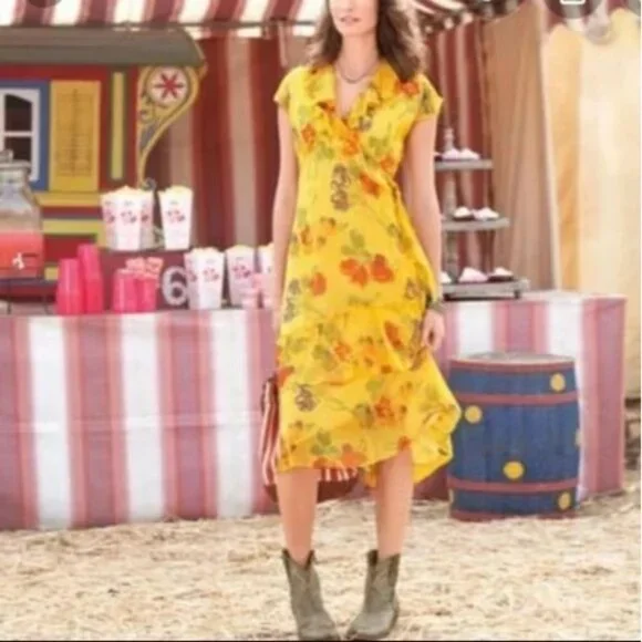 Sundance Dresses Sundance Womens Golden Yellow Floral Faux